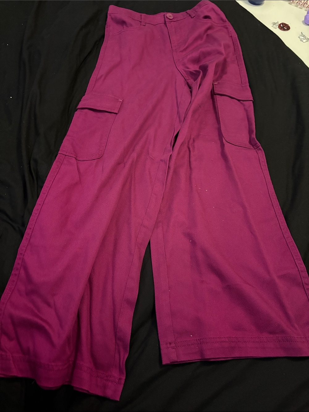 Epic Threads Wide-Leg Cargo Pants in Magenta